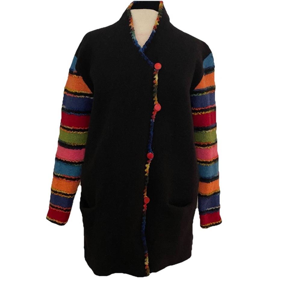 Kearse & Boys Cardigan Sweater 100% Wool‎ Made In Scotland Hand  Vtg Boho Artsy
